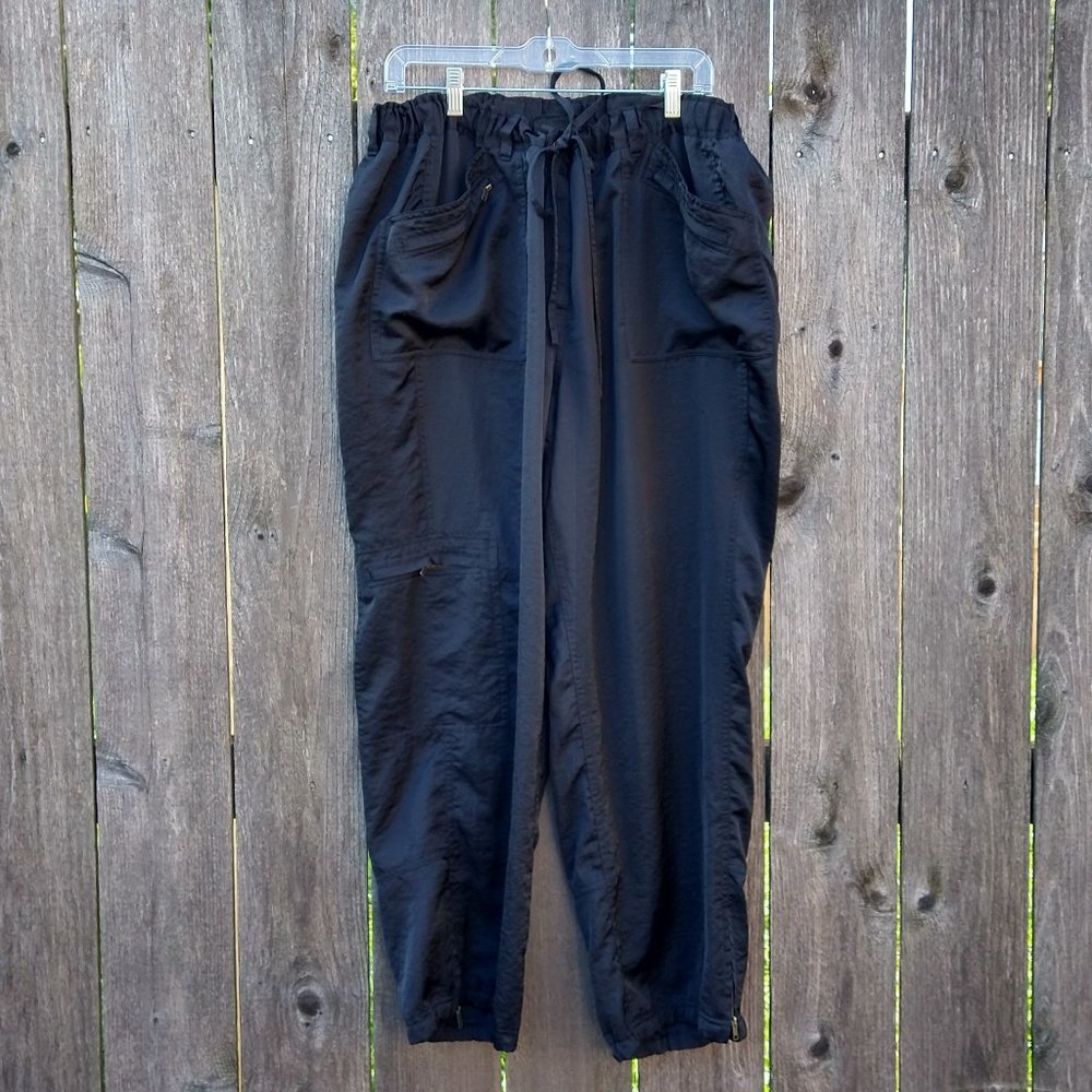 Lane Bryant black Satin Cargo Joggers